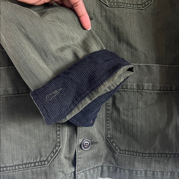 Alex Mill Britt Work Denim Jacket Size Medium in Herringbone Military Olive - Picture 5 of 11